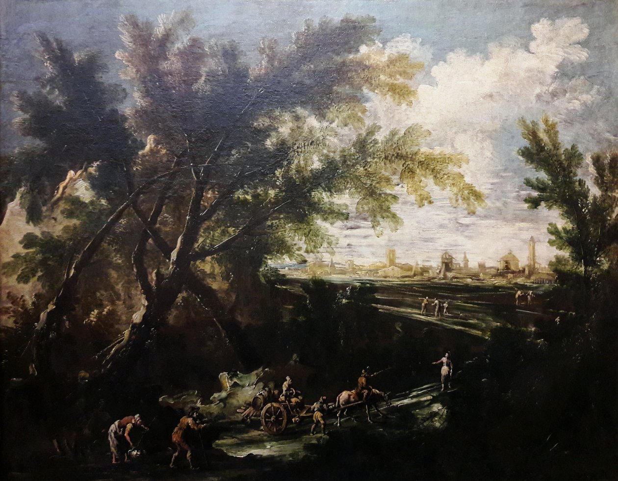 Landschaft mit einem Wasserträger von Antonio Francesco Peruzzini