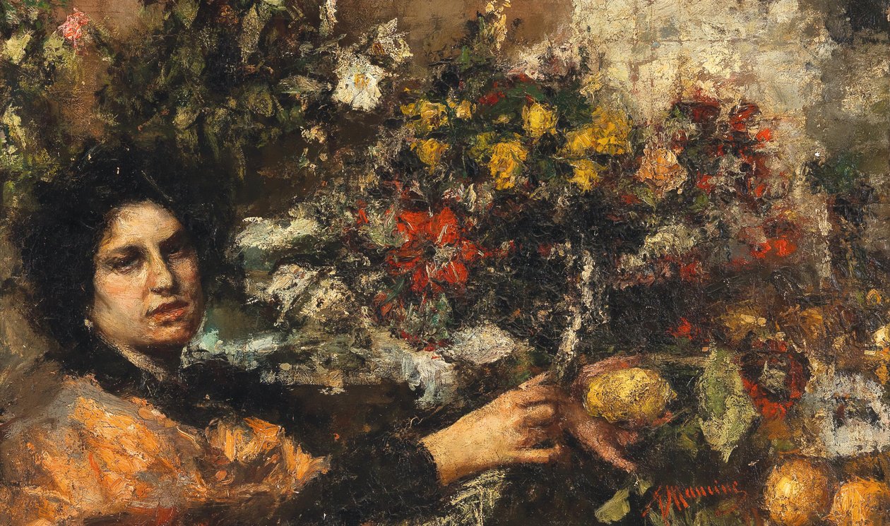 Die Blumenverkäuferin von Antonio Mancini