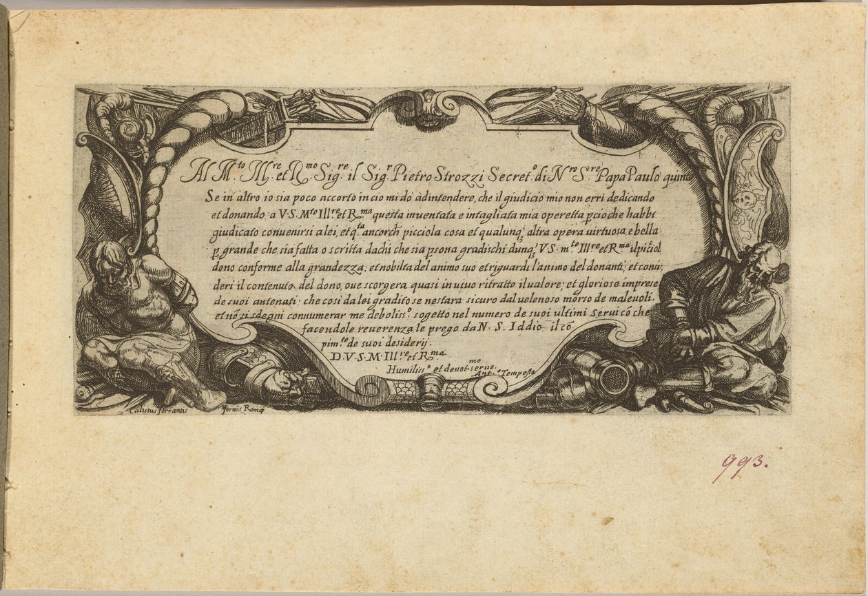 Frontispiz: Widmung an Pietro Strozzi von Antonio Tempesta