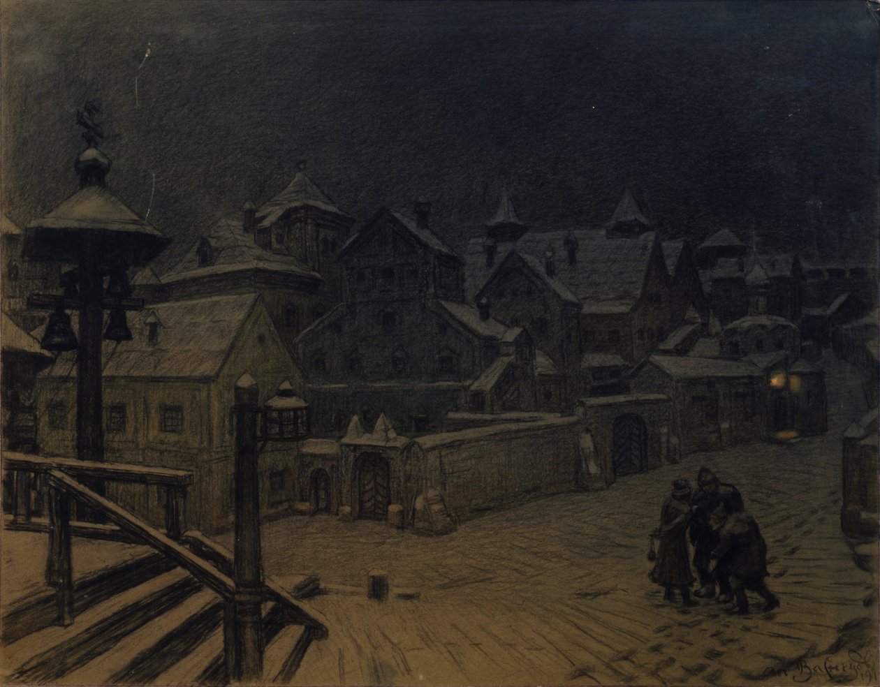 Die Bojarenhäuser schlafen, 1918 von Apollinari Mikhailovich Vasnetsov