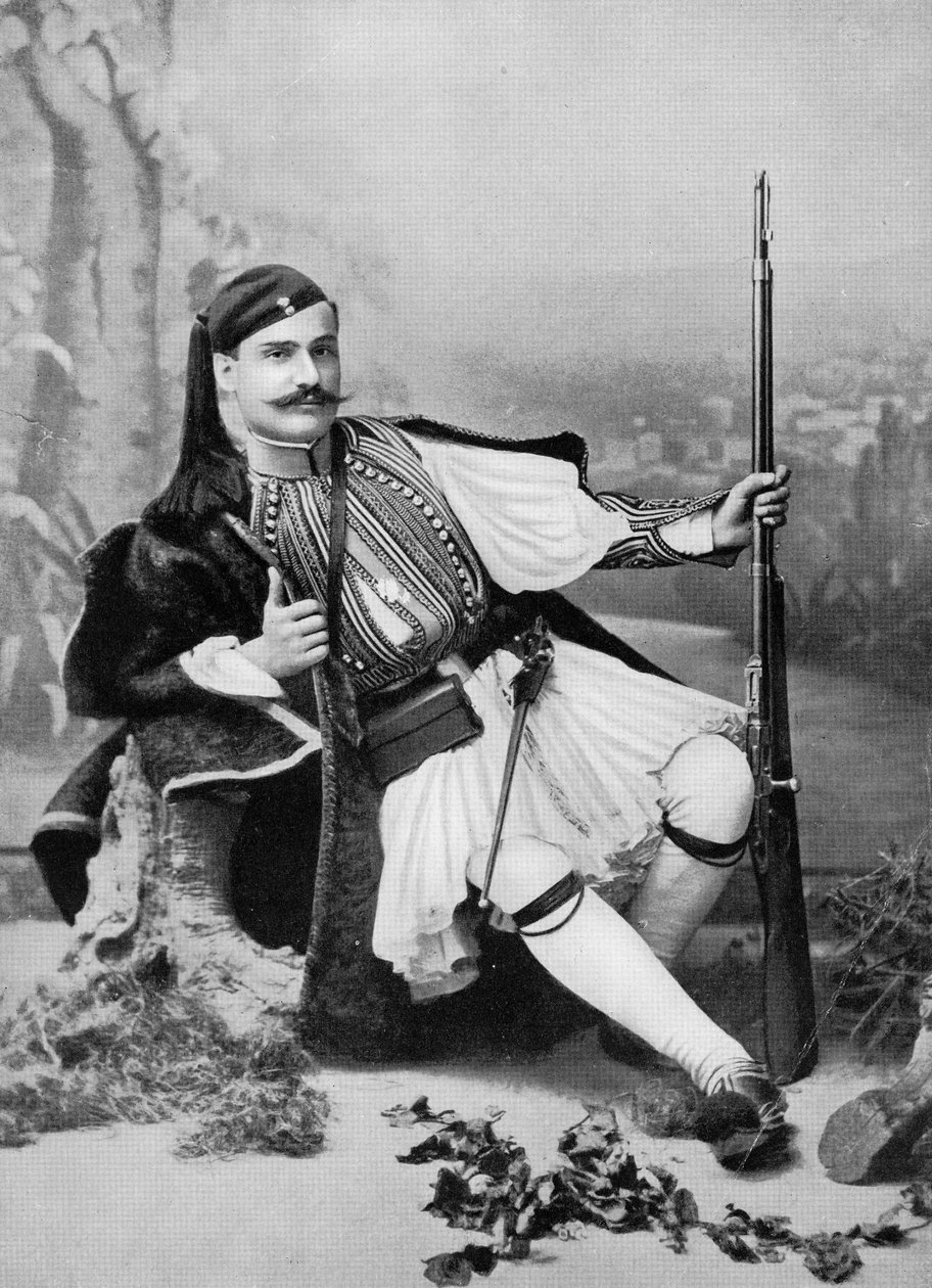 Ein griechischer Evzone, späte 19. Jahrhundert von Aristotelis Rhomaides