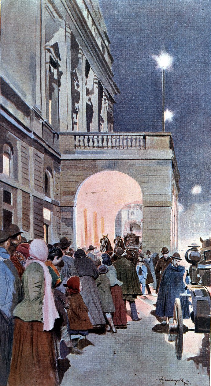 Die Neugierigen vor dem Teatro alla Scala von Arnaldo Ferraguti