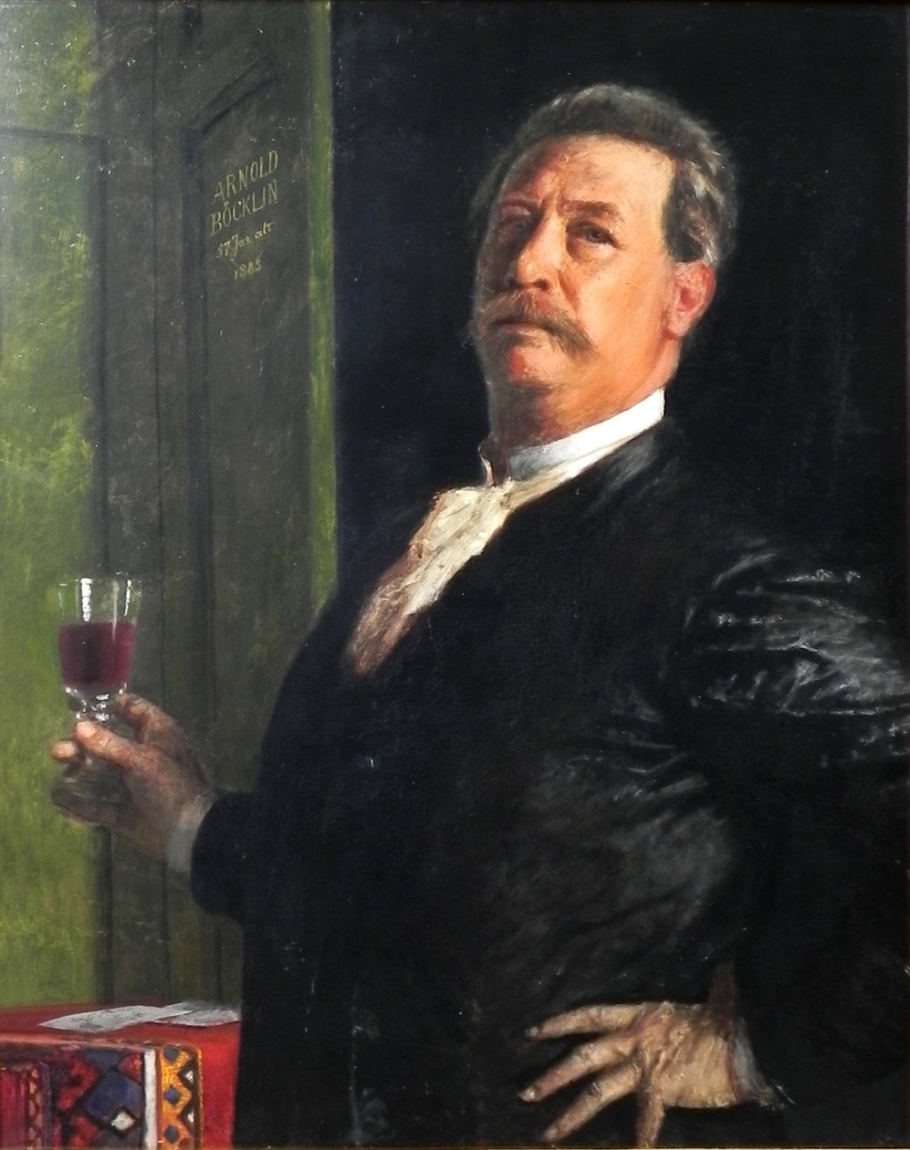 Selbstbildnis mit Weinglas von Arnold Böcklin