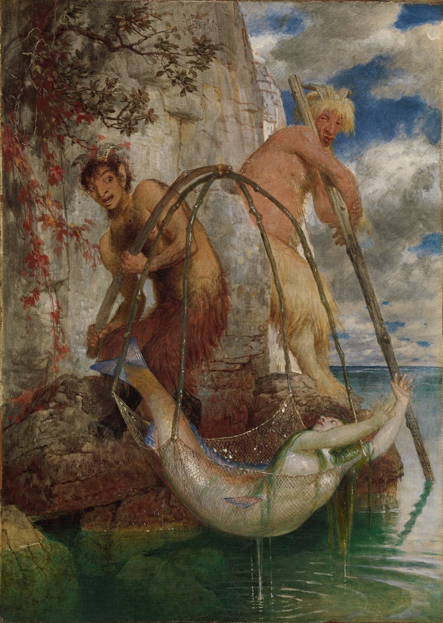 Zwei fischende Pane von Arnold Böcklin