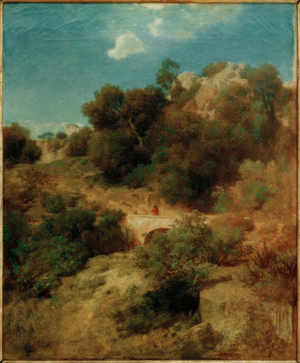 Felsiges Bergland mit Brücke von Arnold Böcklin