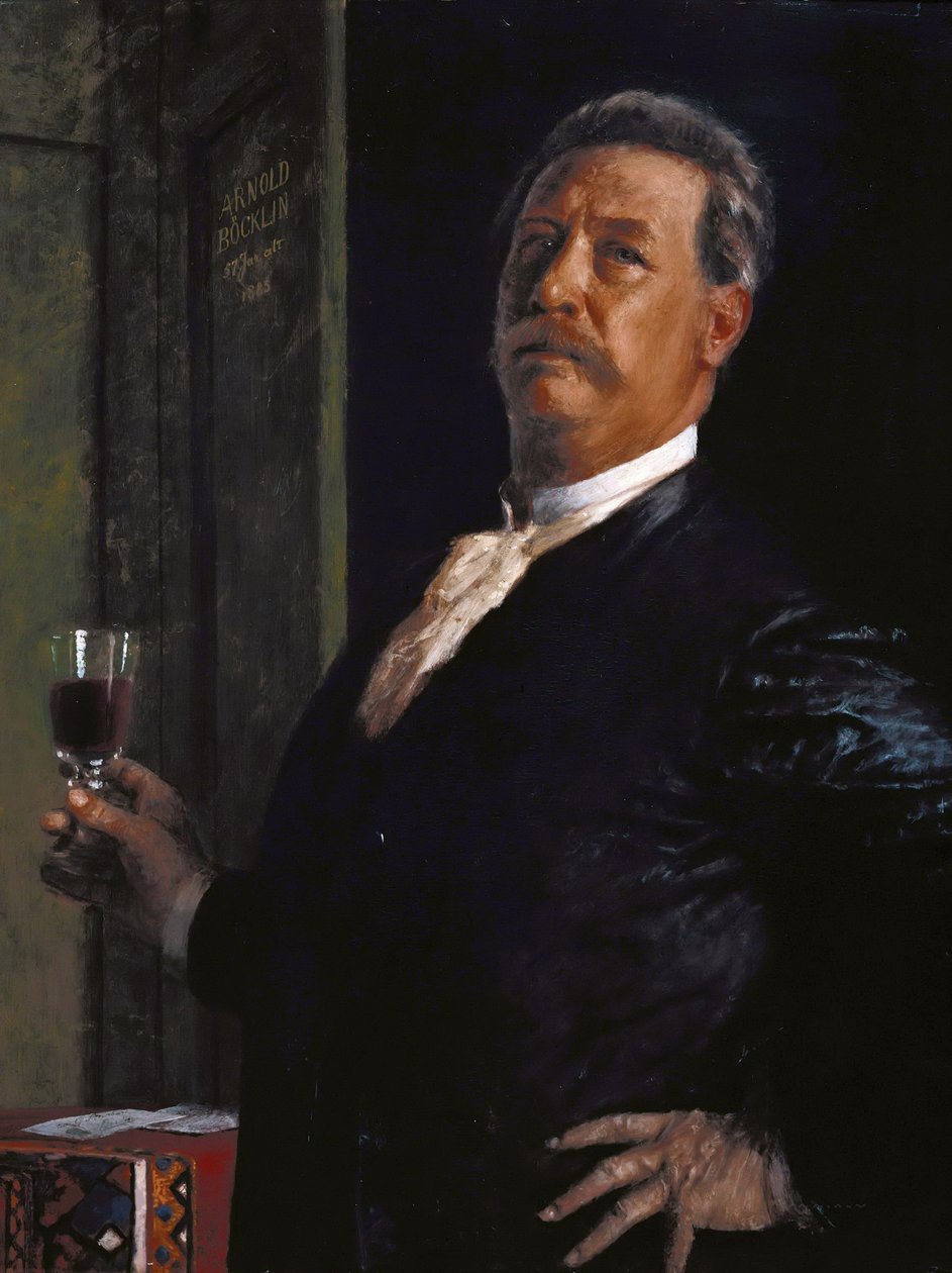 Selbstporträt mit dem Weinglas, 1885 von Arnold Böcklin