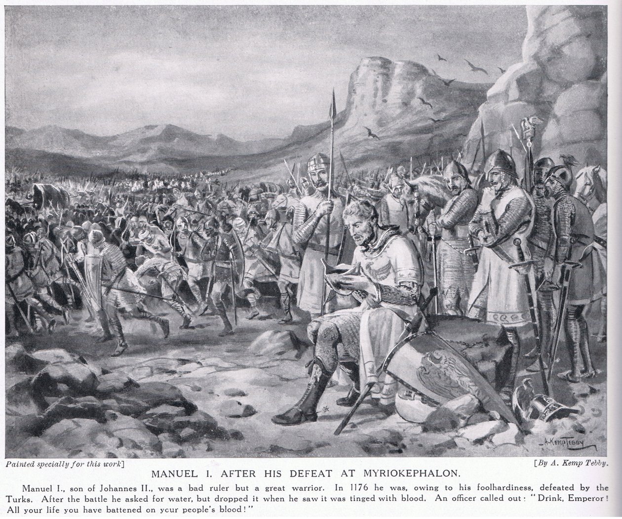 Manuel I. nach seiner Niederlage bei Myriokephalon 1176 n. Chr. von Arthur Kemp Tebby