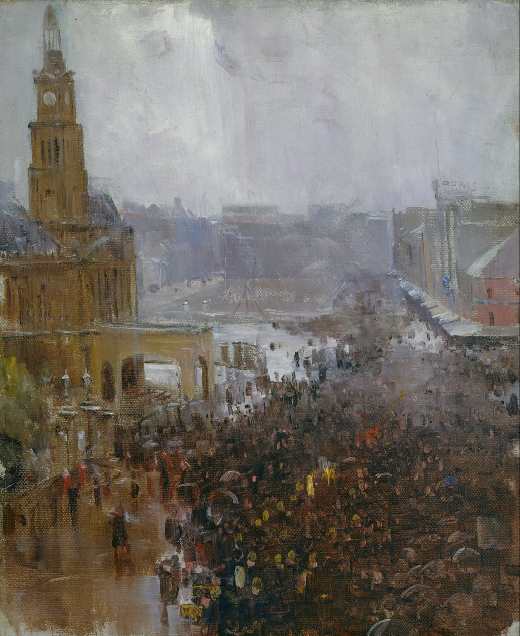 Feuerwehrmanns Beerdigung, George Street von Arthur Streeton