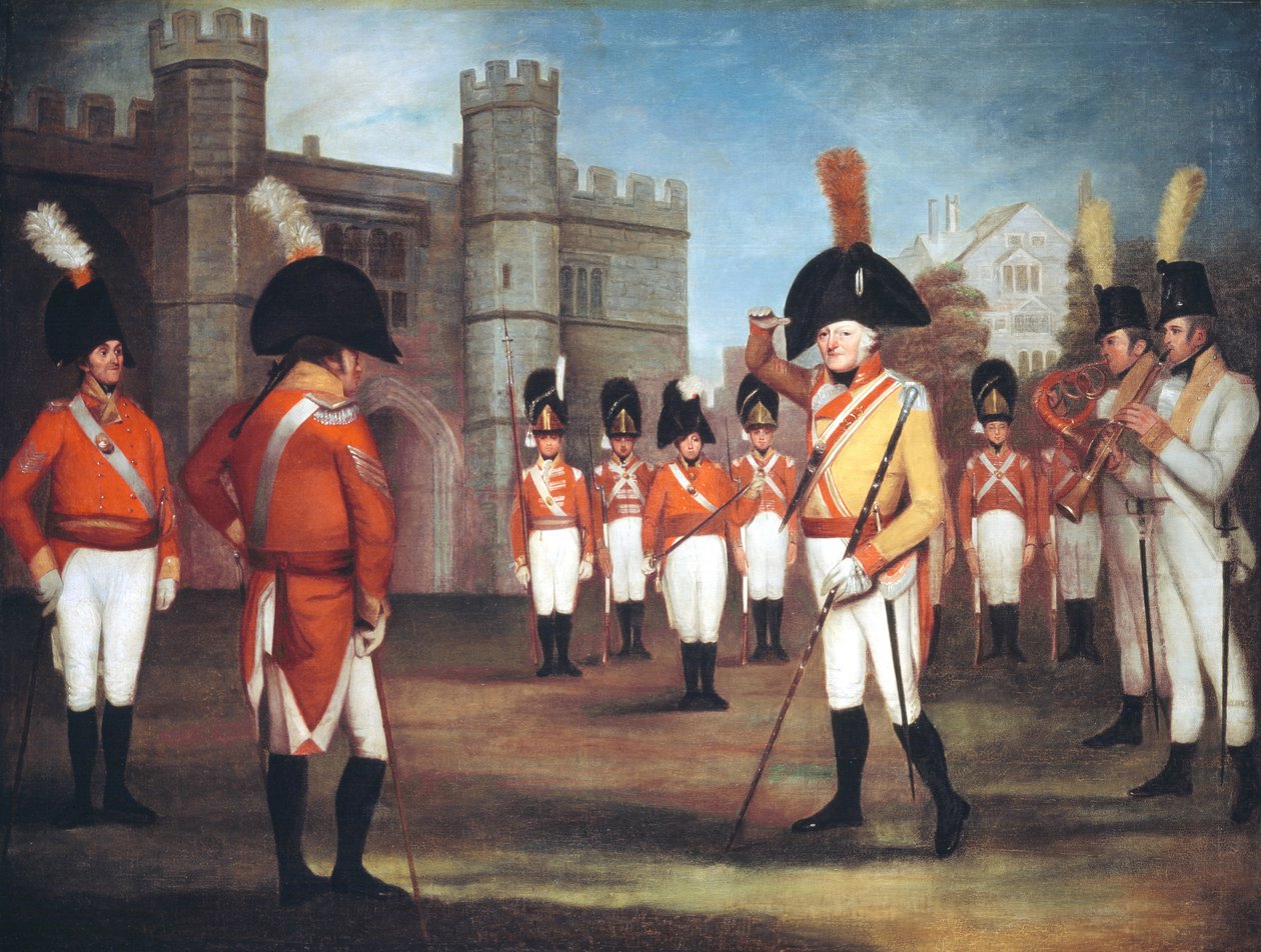 Die Staffordshire-Miliz bei der Parade im Windsor Castle, ca. 1804 von Arthur Devis