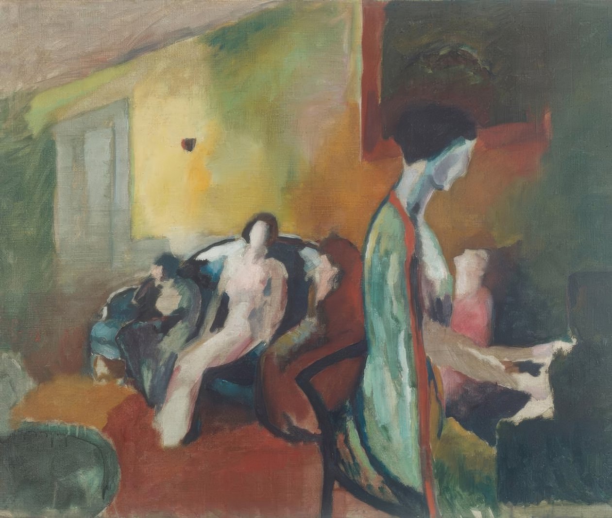 Innenraum mit Frau am Klavier von Arthur Beecher Carles