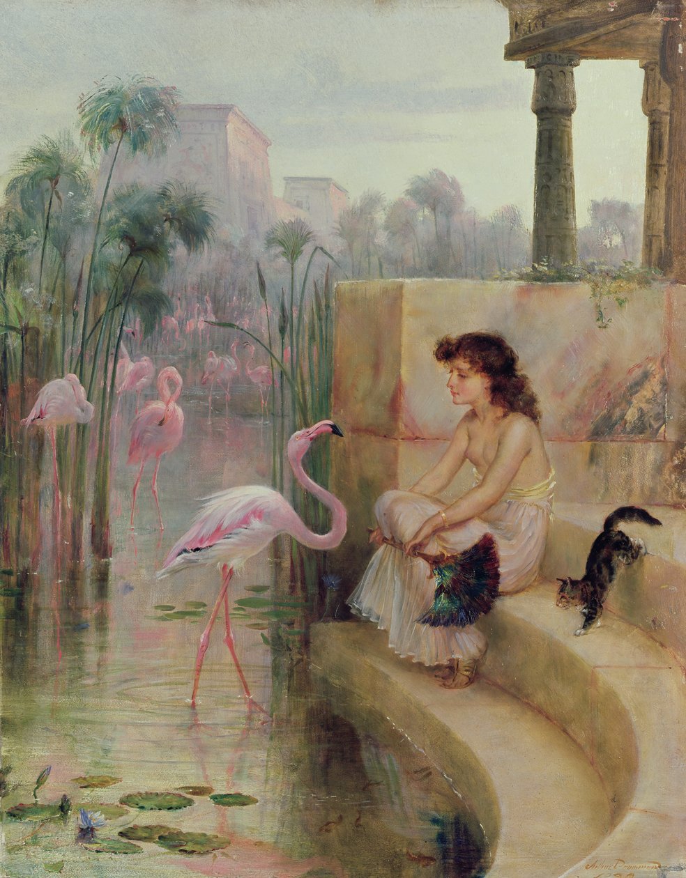 Ein Mädchen mit Flamingos von Arthur Drummond