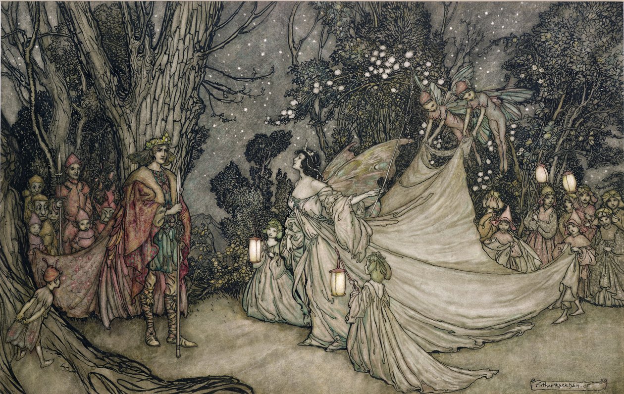 Das Treffen von Oberon und Titania von Arthur Rackham