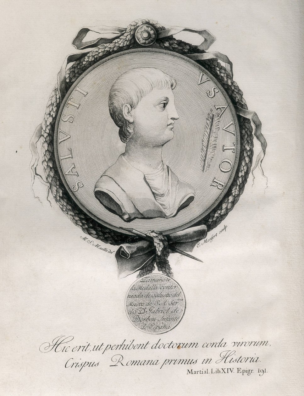 Sallust (86-35 v. Chr.). Römischer Historiker. Gravur. von Artist Unknown