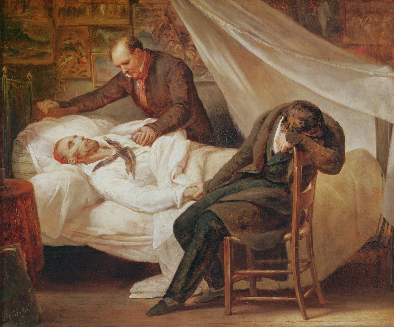 Der Tod von Théodore Géricault, mit seinen Freunden Colonel Bro de Comeres und dem Maler Pierre-Joseph Dedreux-Dorcy von Ary Scheffer