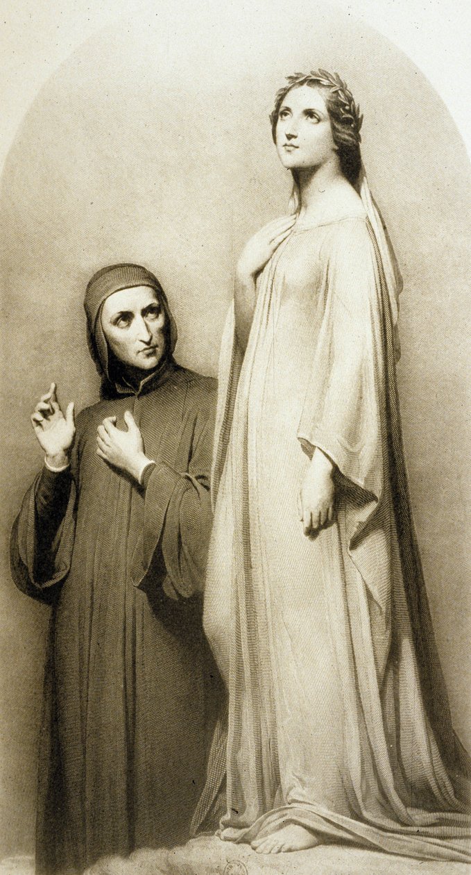 Dante und Beatrice (Gravur) von Ary (after) Scheffer