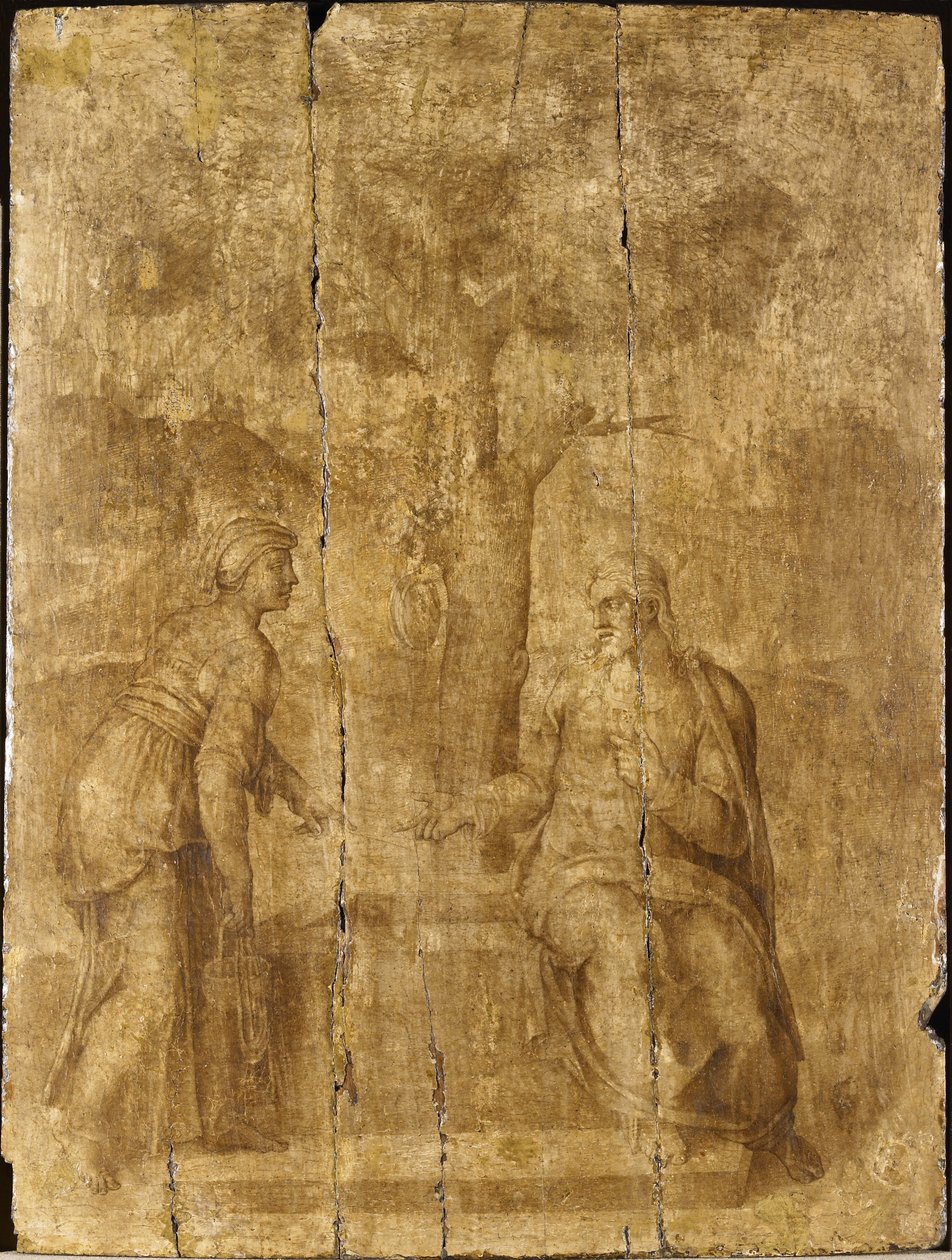 Christus und die Frau von Samaria von Ascribed to Michelangelo