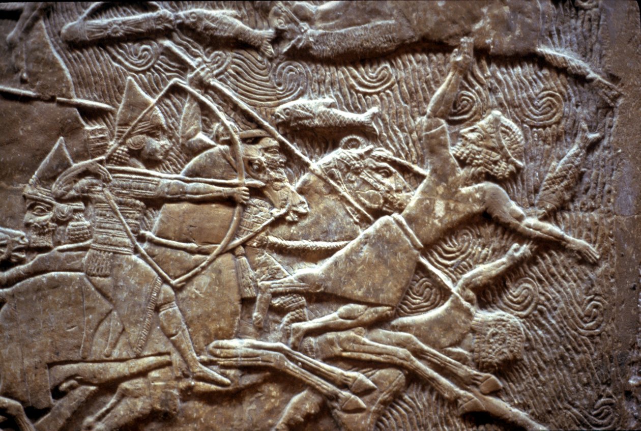 Assurbanipal in der Schlacht von Til-Tuba, 650-620 v. Chr. von Assyrian
