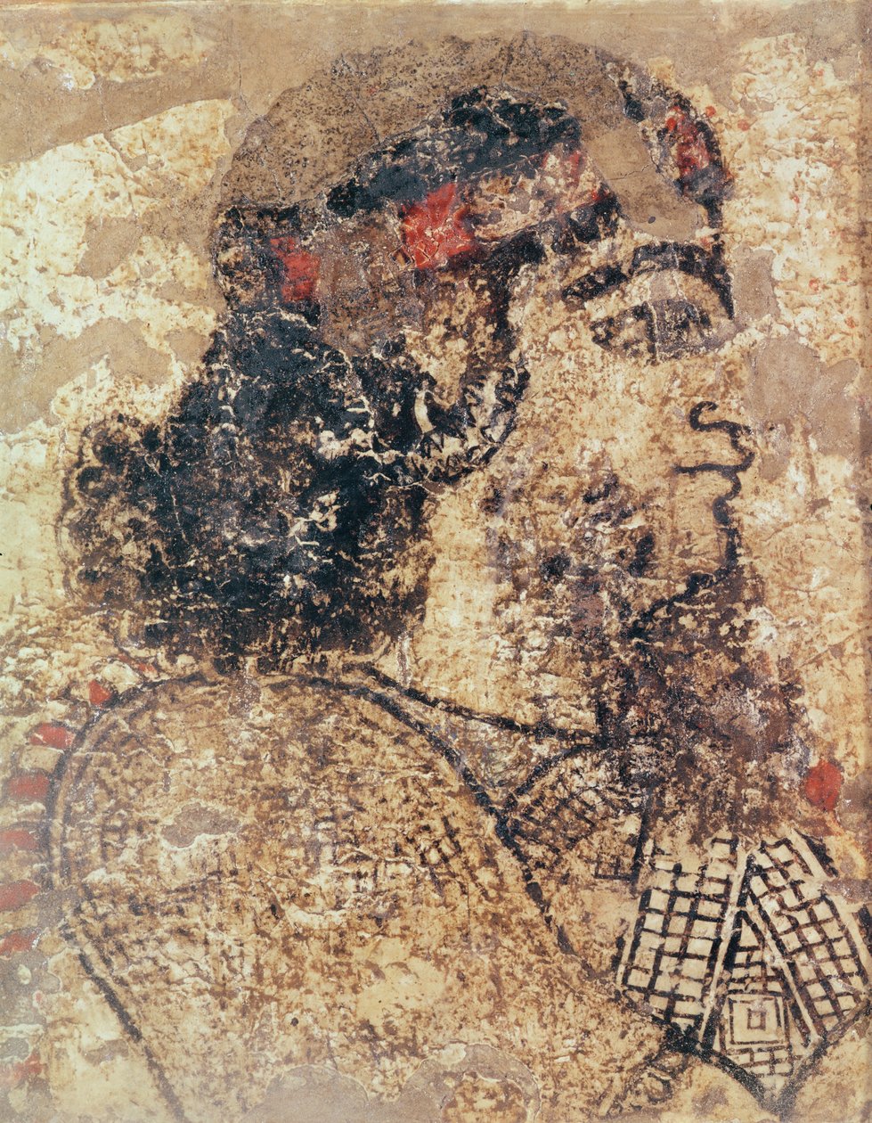 Kopf eines bärtigen Mannes, aus Tell-Ahmar, Syrien von Assyrian