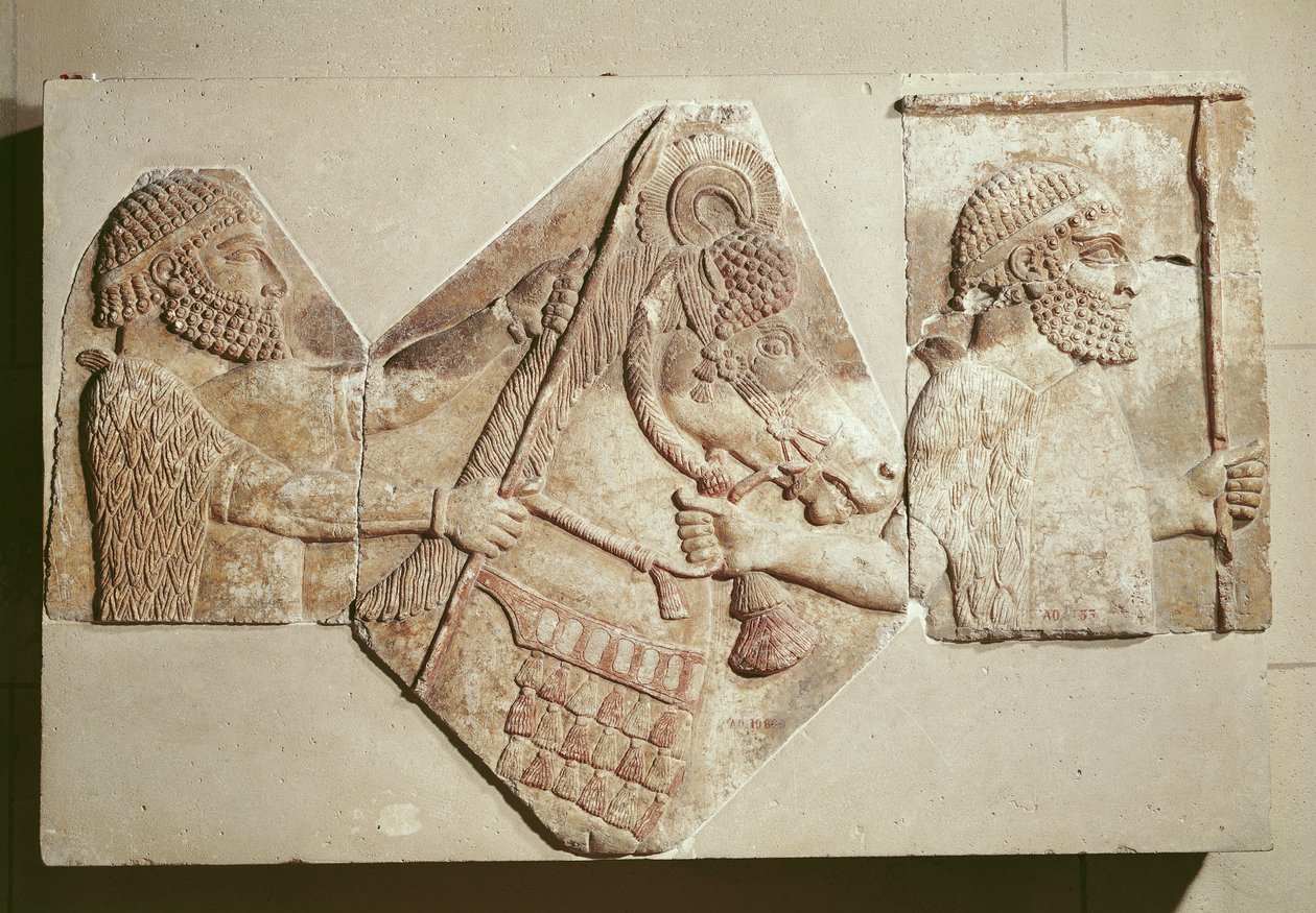 Fragment eines Reliefs, das medische Tributpflichtige darstellt von Assyrian School