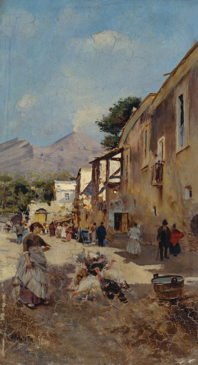 Frau mit Truthähnen von Attillo Pratella