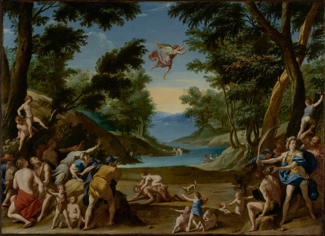 Amor und Pan von Attributed to Federico Zuccaro