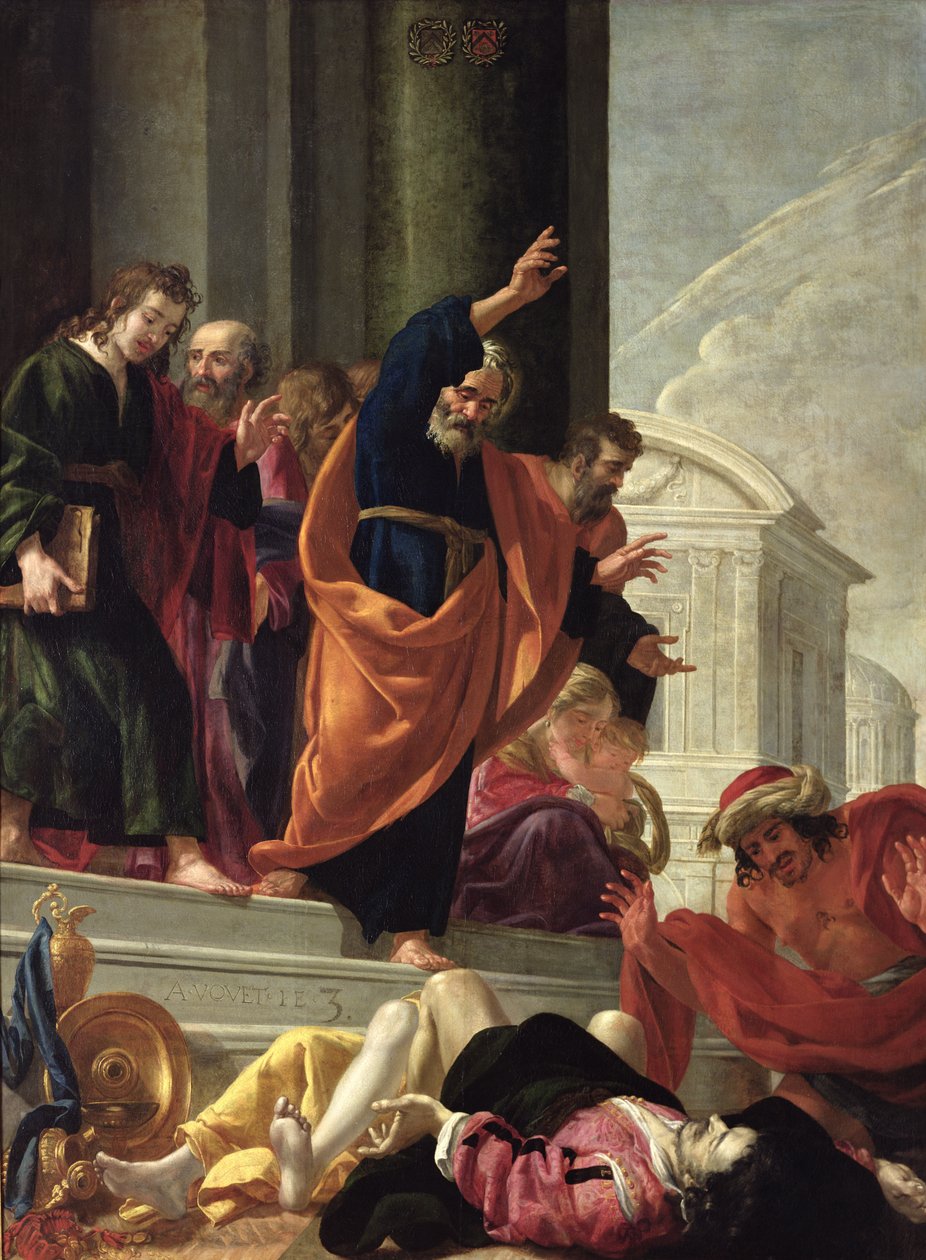 Der Tod von Saphira und Ananias, c.1632 von Aubin Vouet