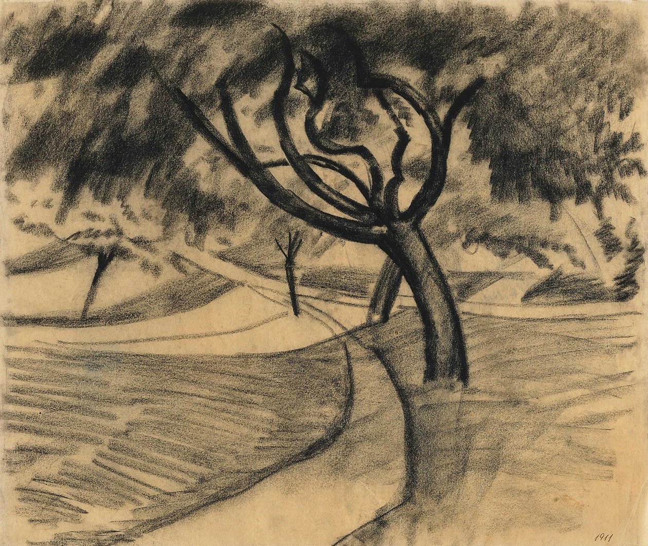 Baum und Felder von August Macke