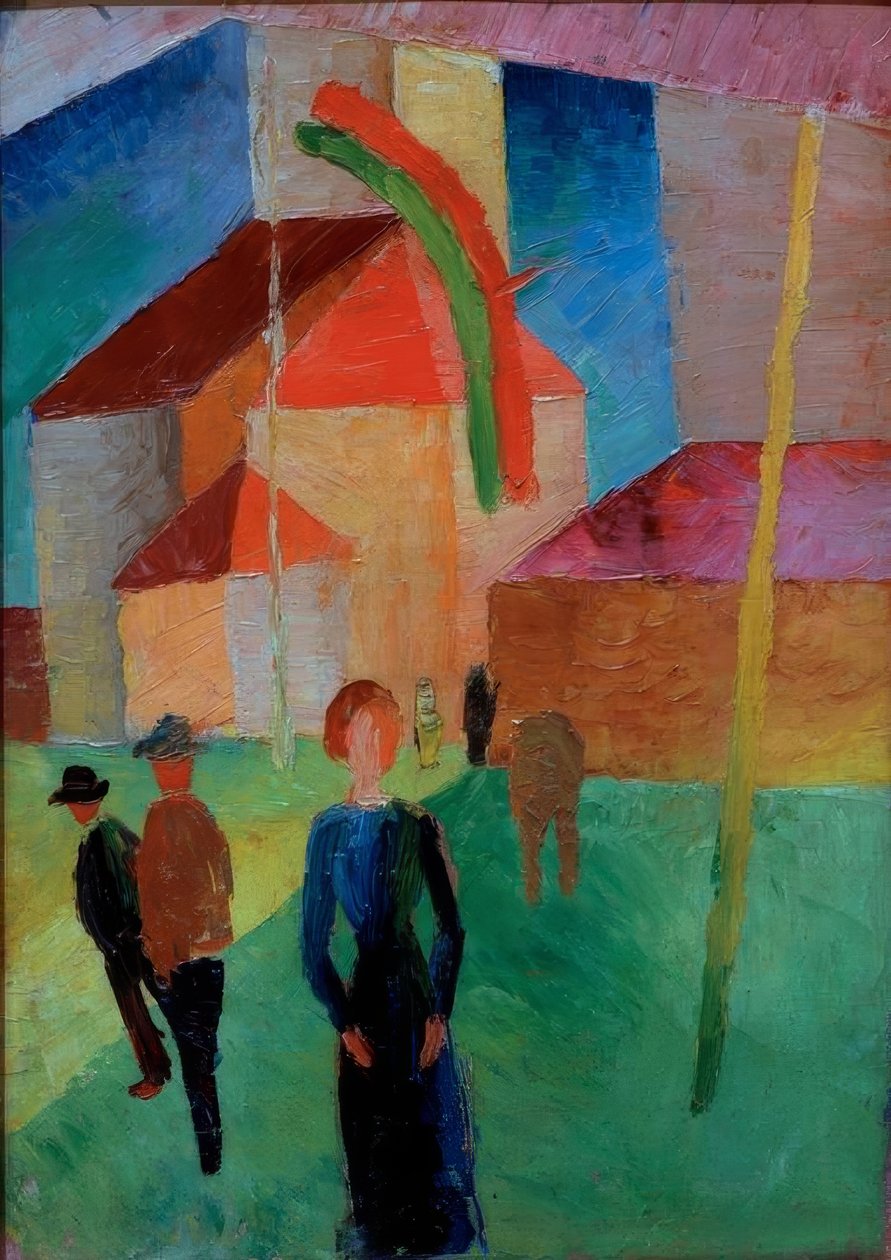 Beflaggte Kirche von August Macke