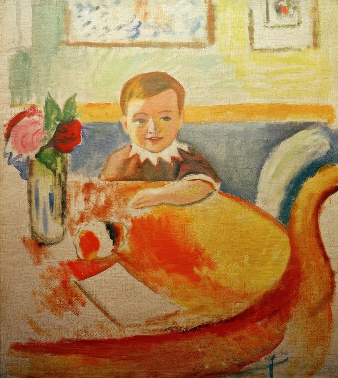 Bildnis Walter Macke mit Rosenstrauß von August Macke