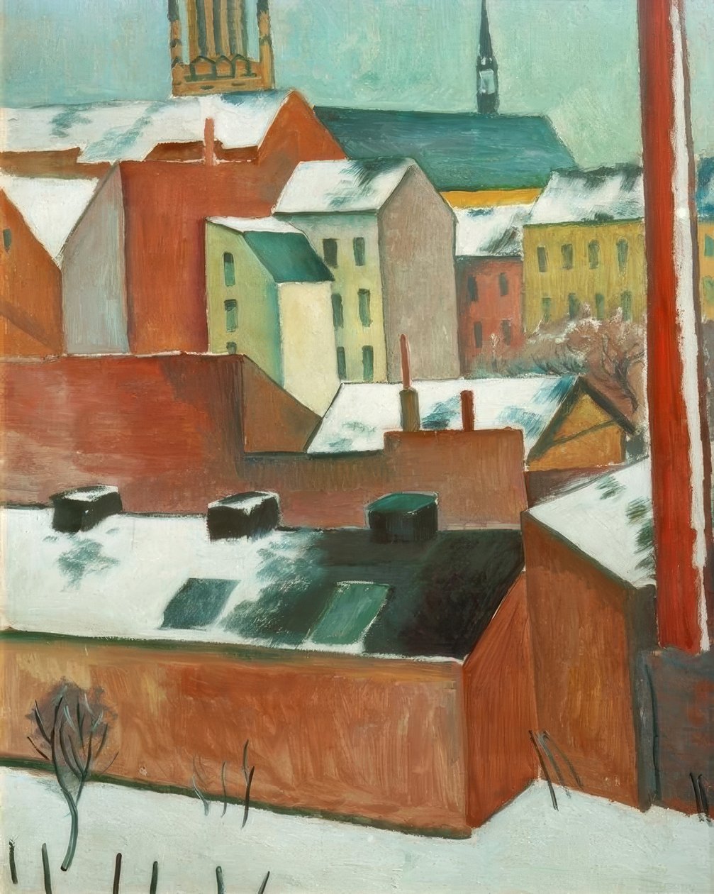 Die Bonner Marienkirche im Schnee von August Macke