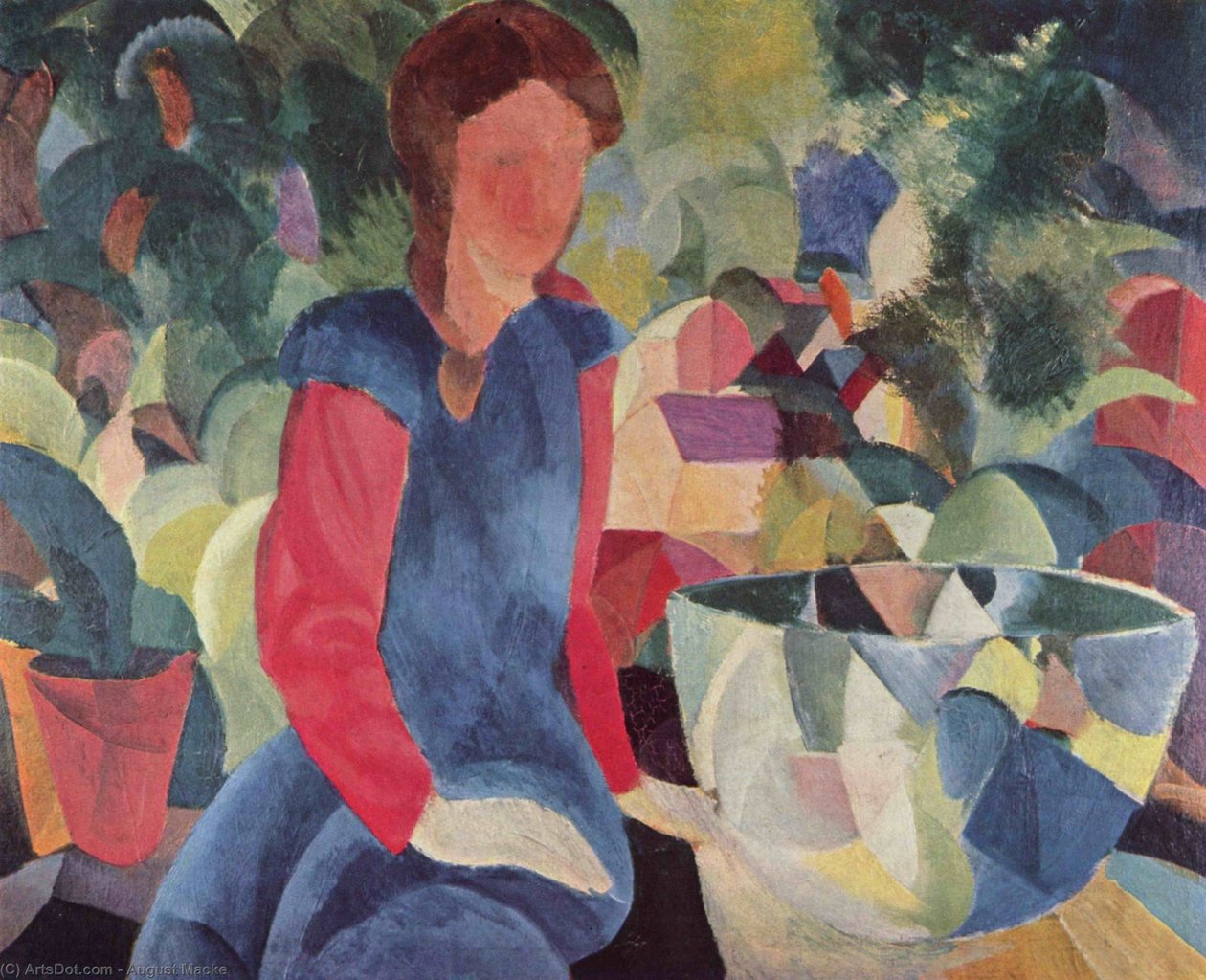Mädchen mit einer Fischschale von August Macke