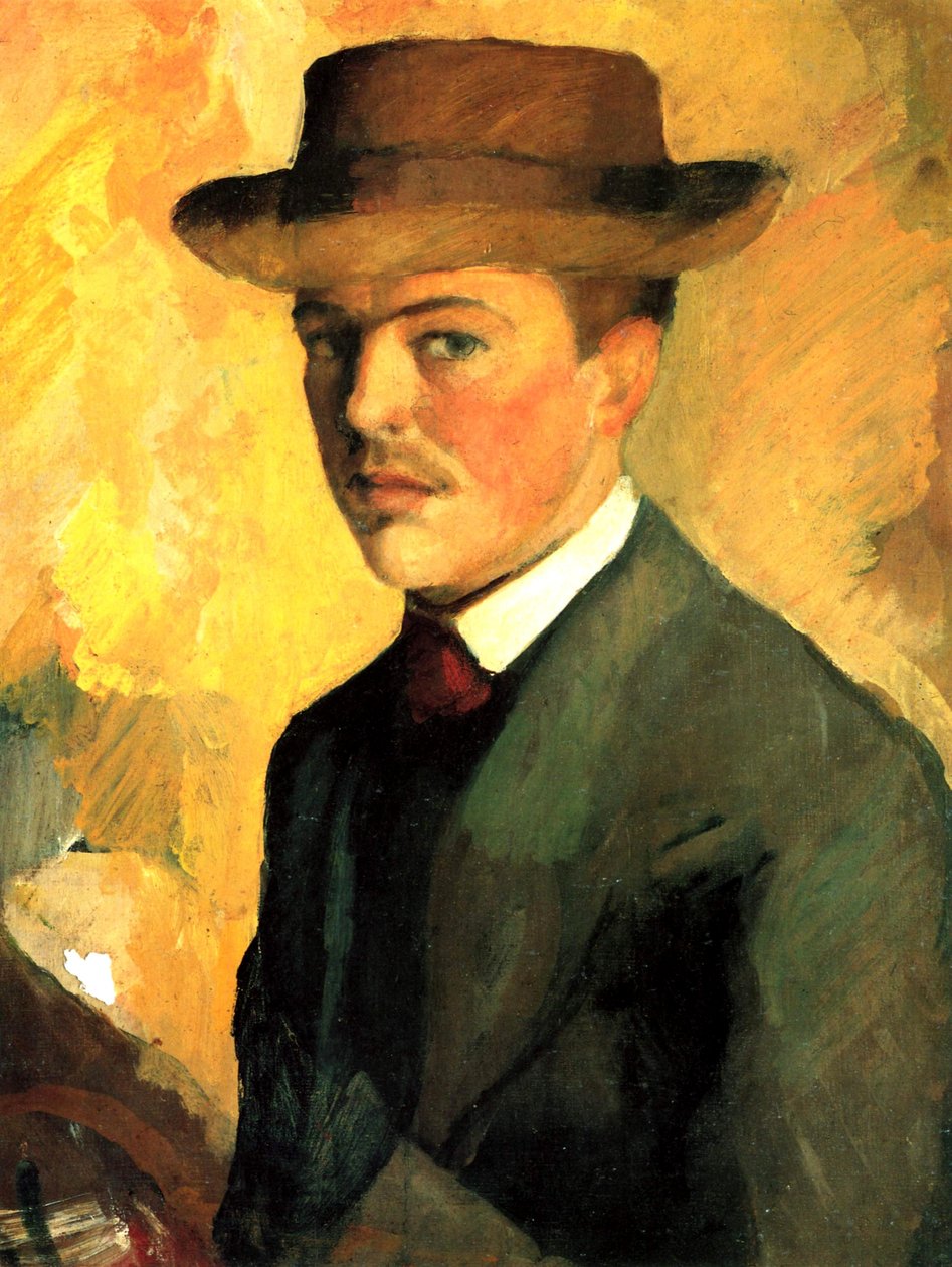 Selbstporträt mit Hut von August Macke