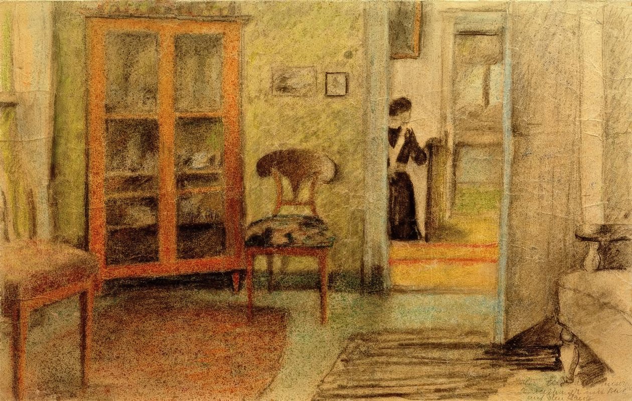 Unser Wohnzimmer mit Blick auf den Gang von August Macke