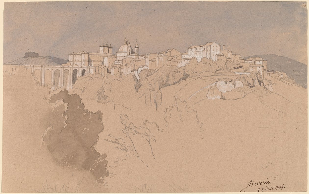 Ariccia von einem Tal aus gesehen von August Christian Geist