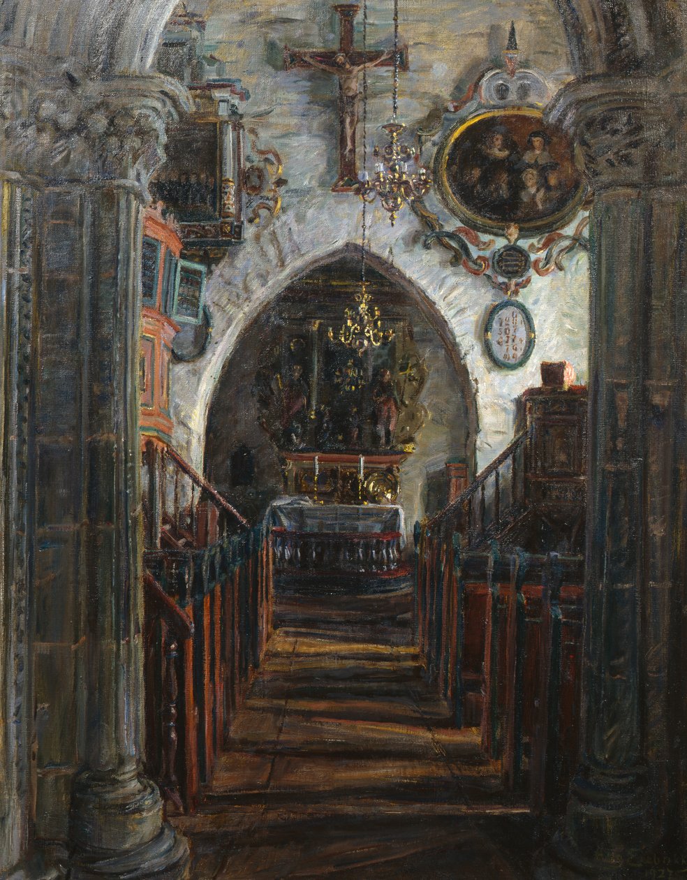 Innenraum, Dale Kirche, Luster von August Eiebakke