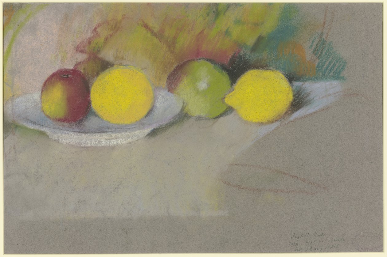 Äpfel und Zitronen, ca. 1909-10 (Pastell auf Papier) von August Macke