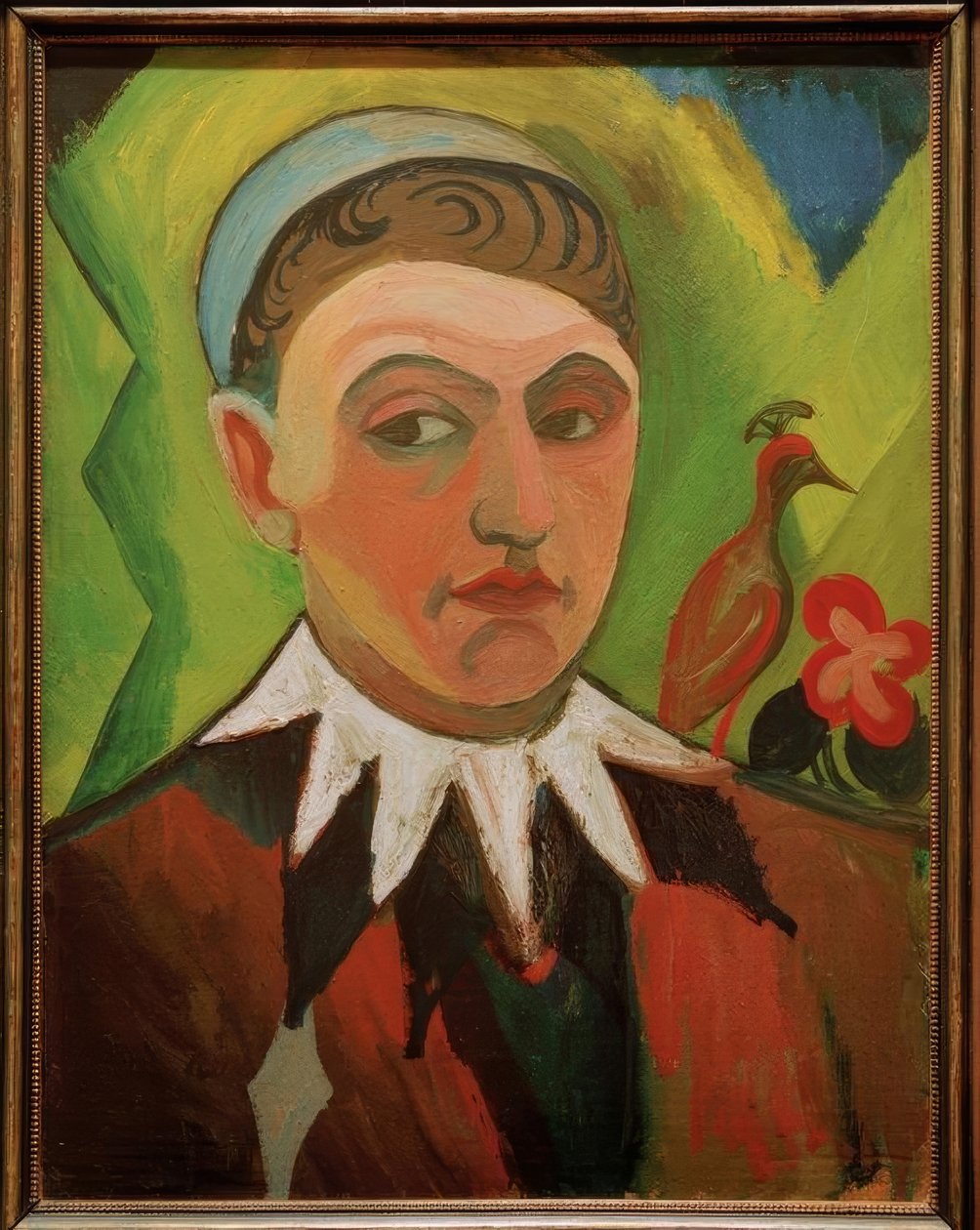 Clown, karikiertes Selbstbildnis von August Macke