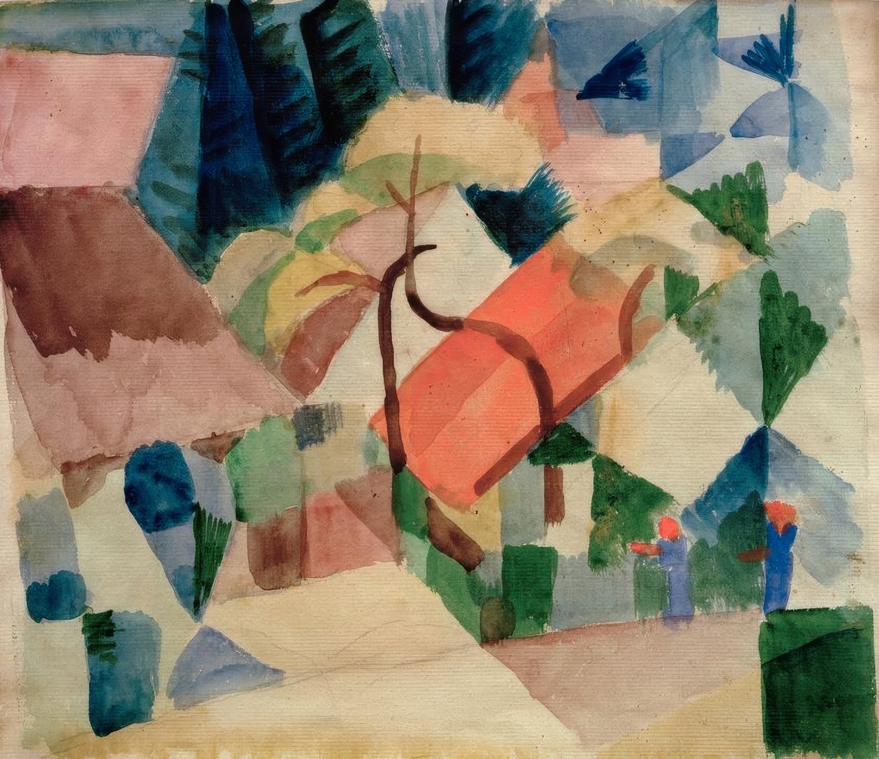 Dorfhäuser in Gärten von August Macke