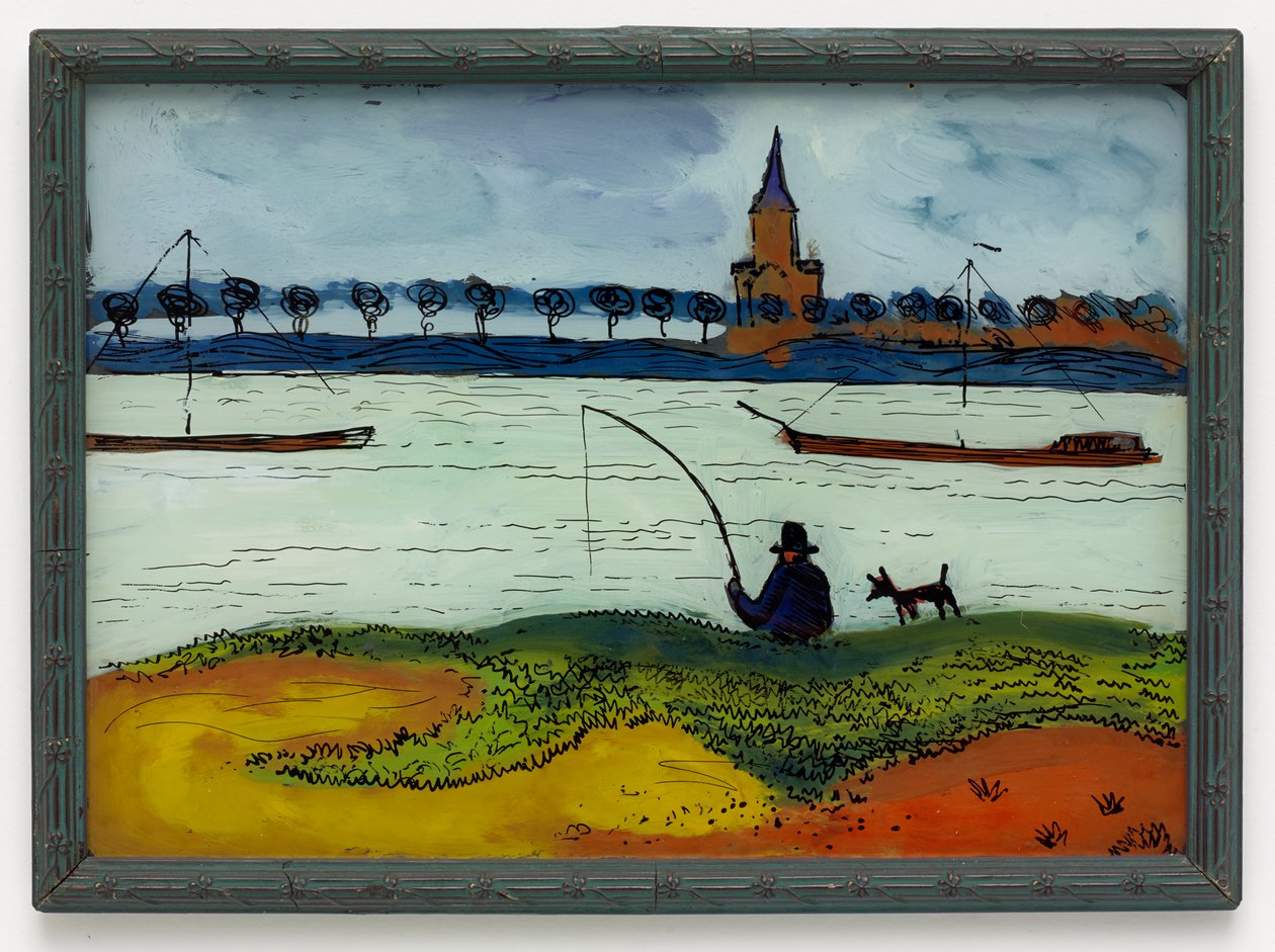 Flusslandschaft mit Angler von August Macke