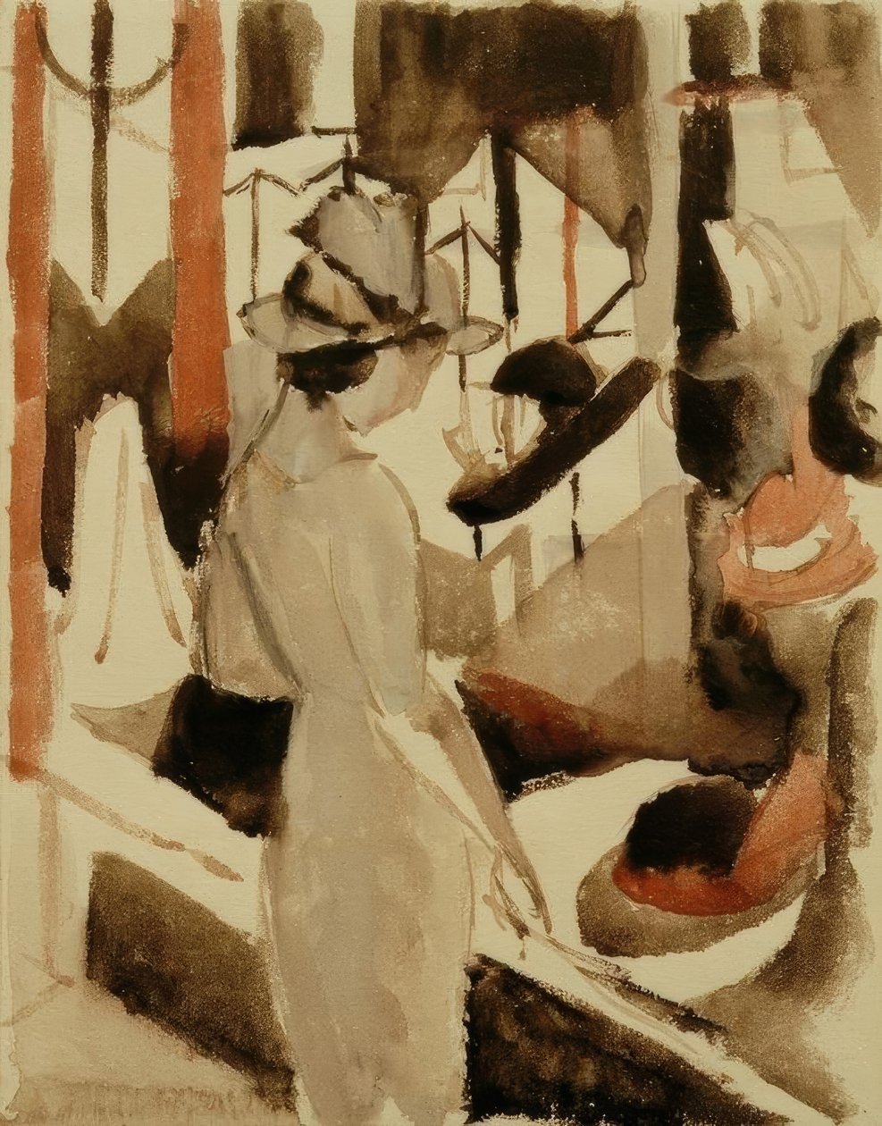 Frau vor Hutladen von August Macke