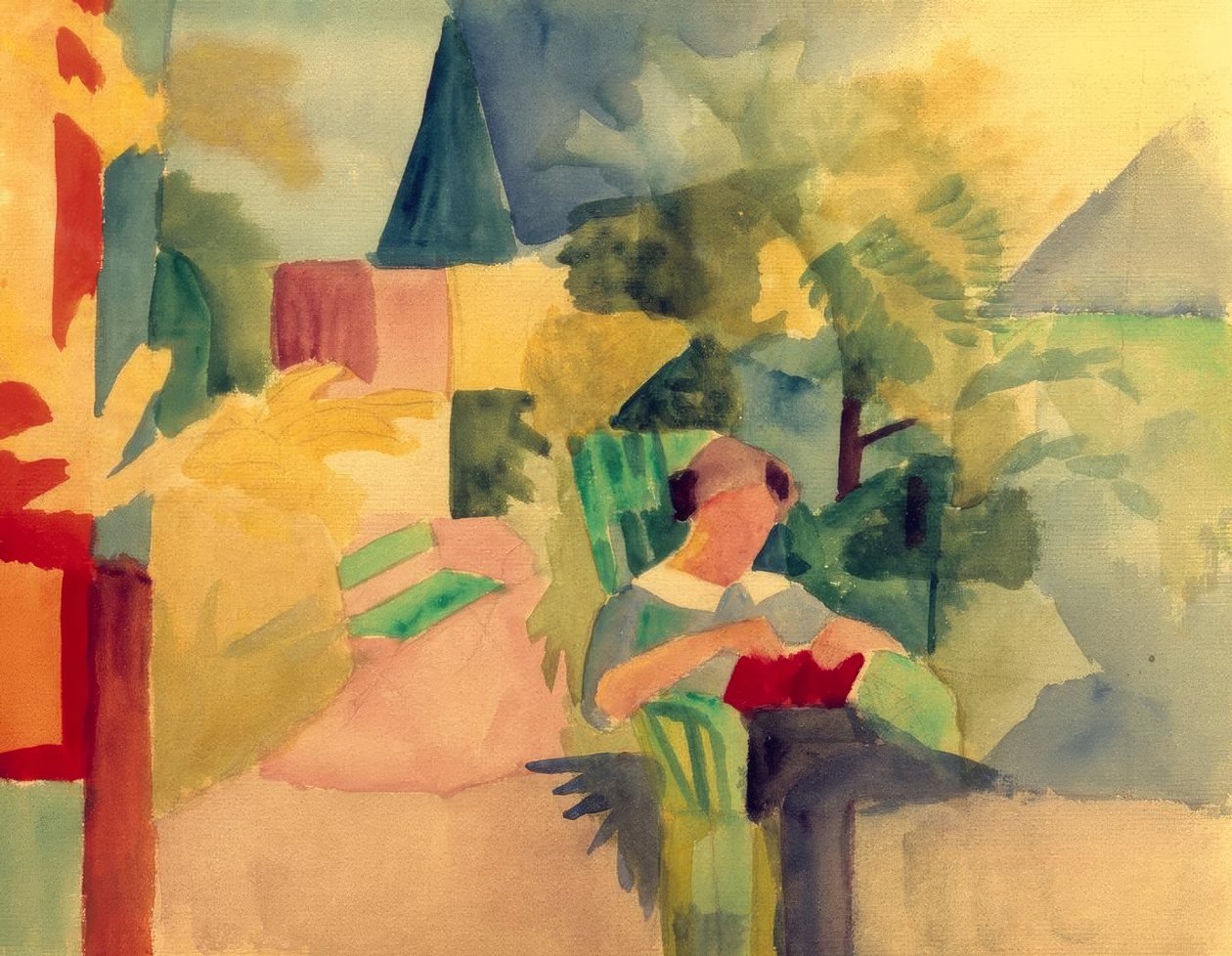 Garten mit lesender Frau (am Thuner See) von August Macke