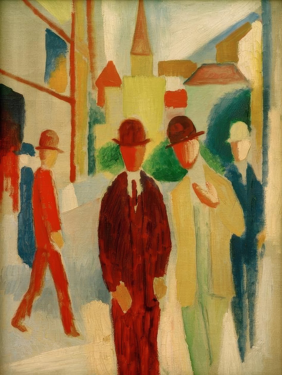 Helle Straße mit Leuten von August Macke