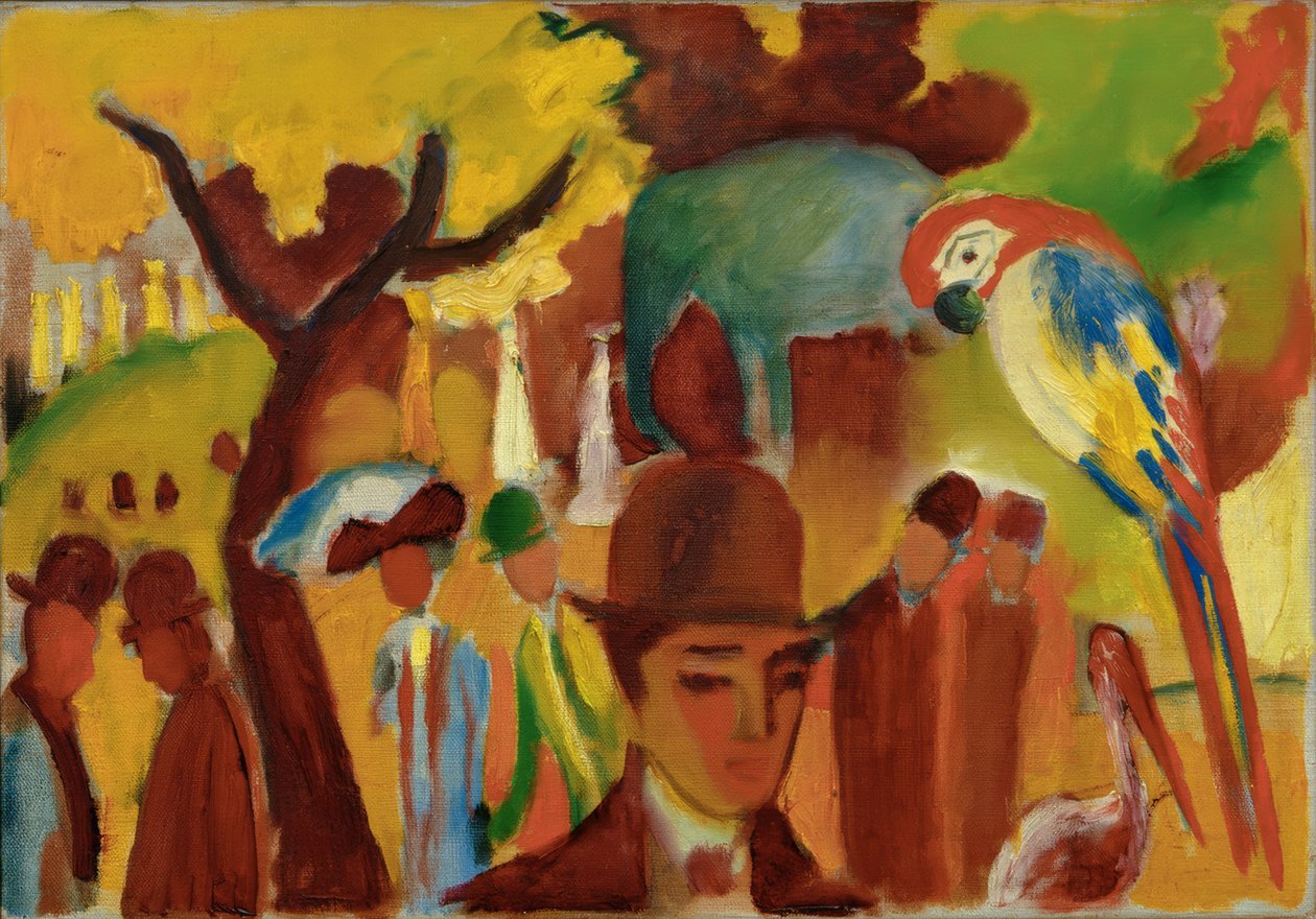 Kleiner Zoologischer Garten in Braun und Gelb von August Macke