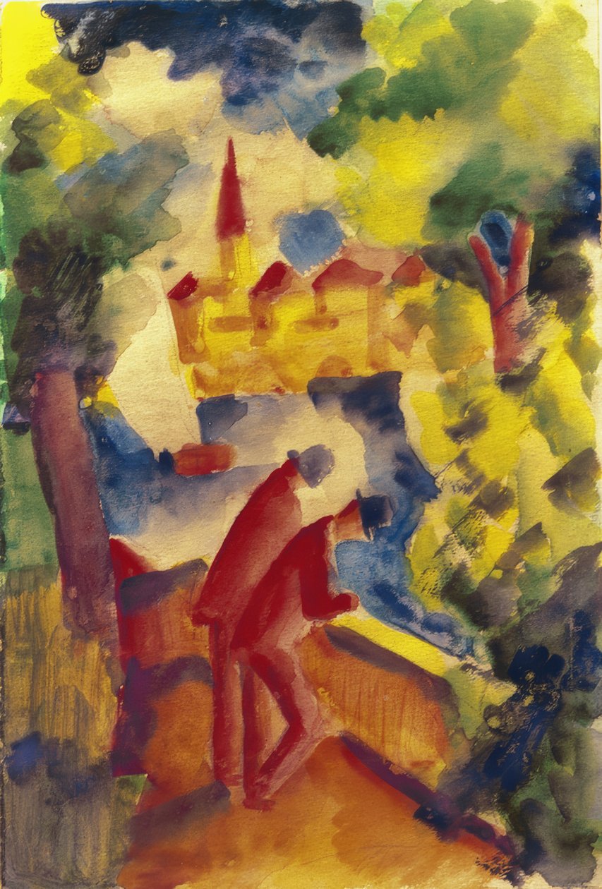 Männer auf der Straße am See von August Macke