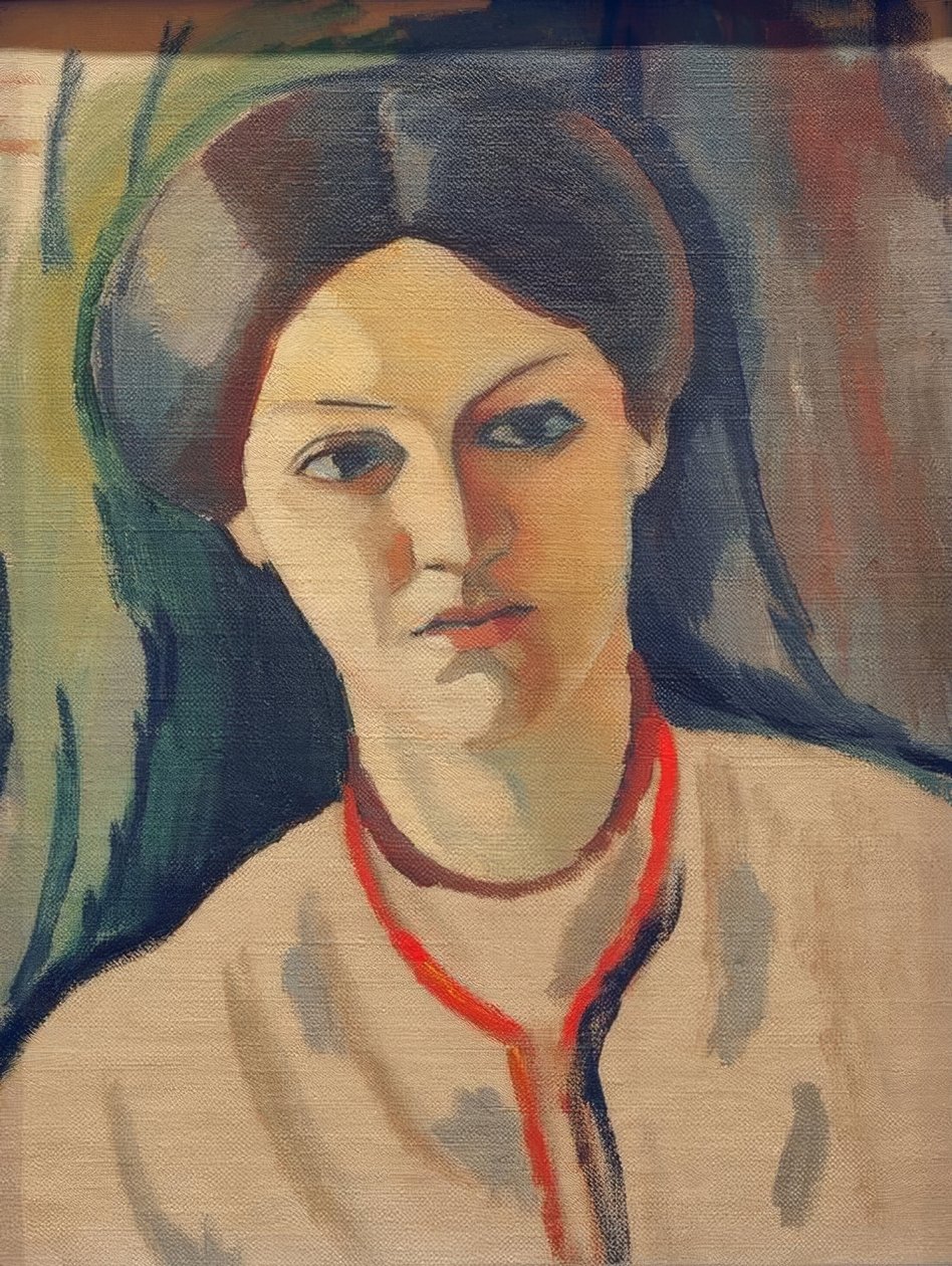 Porträtkopf der Frau des Künstlers von August Macke