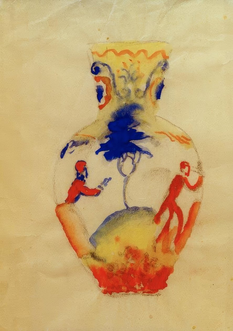 Vase mit zwei Figuren von August Macke