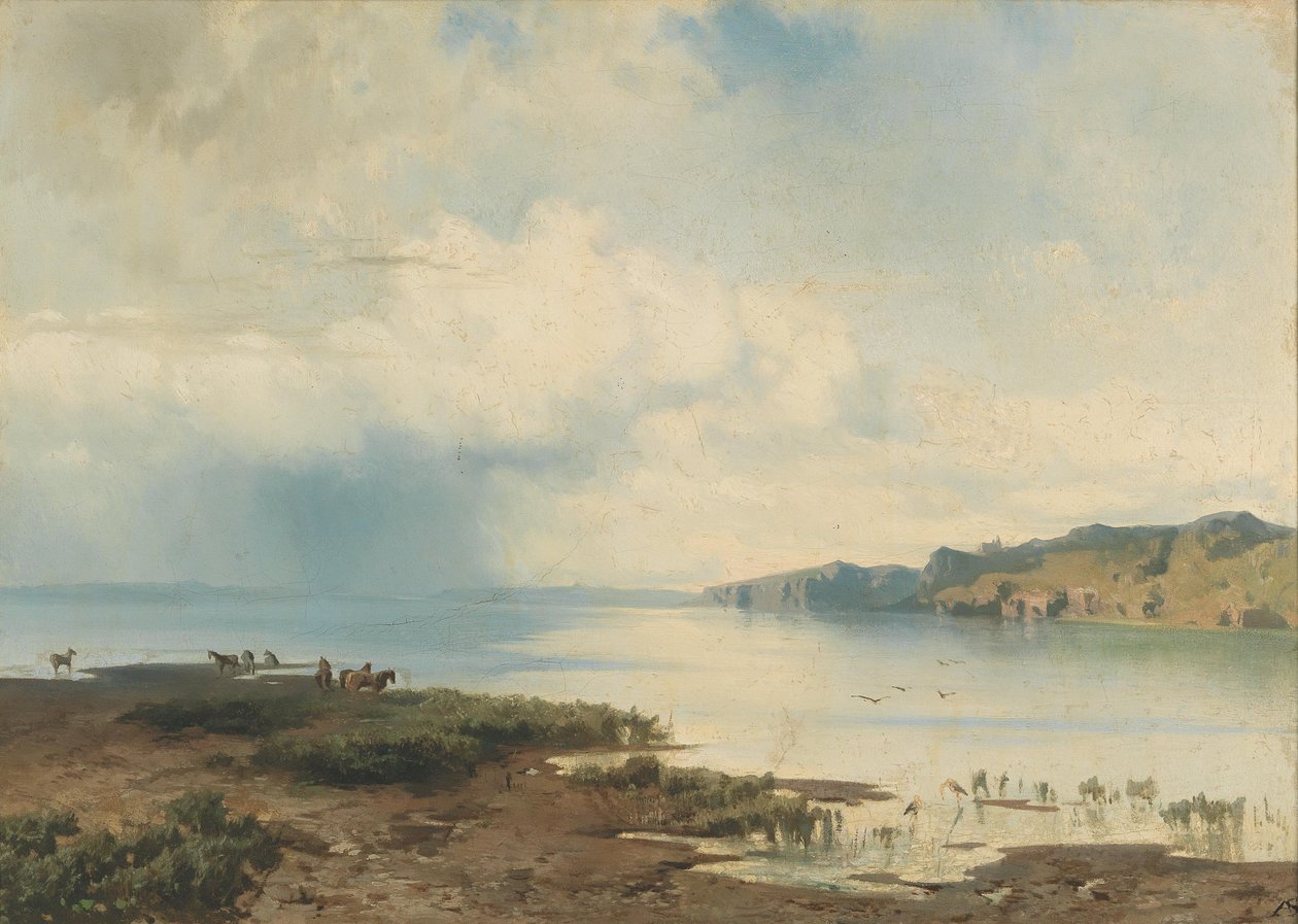 Pferde an der Küste von August Schaeffer von Wienwald