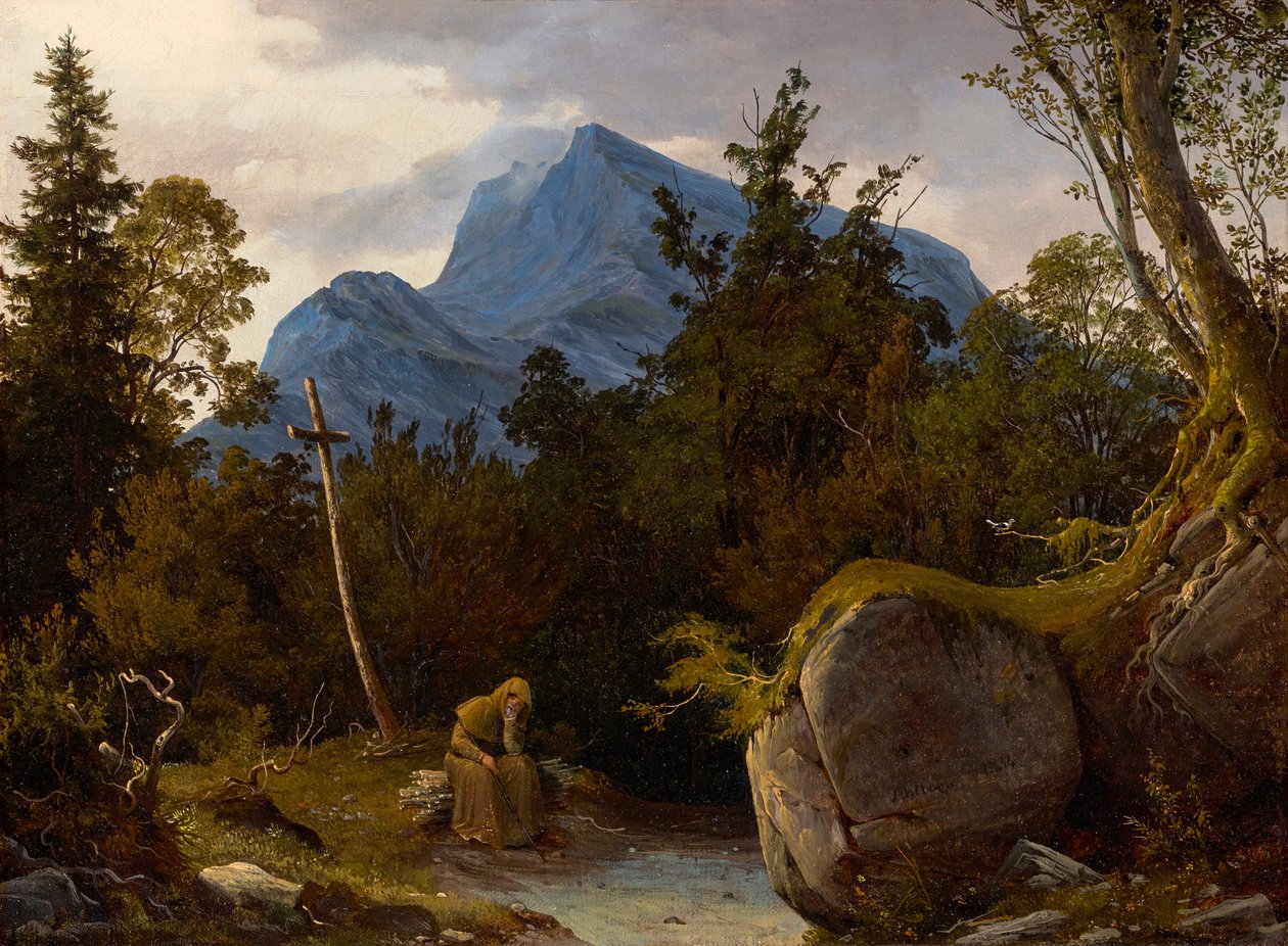 Mönch im Gebirge von August Wilhelm Ahlborn