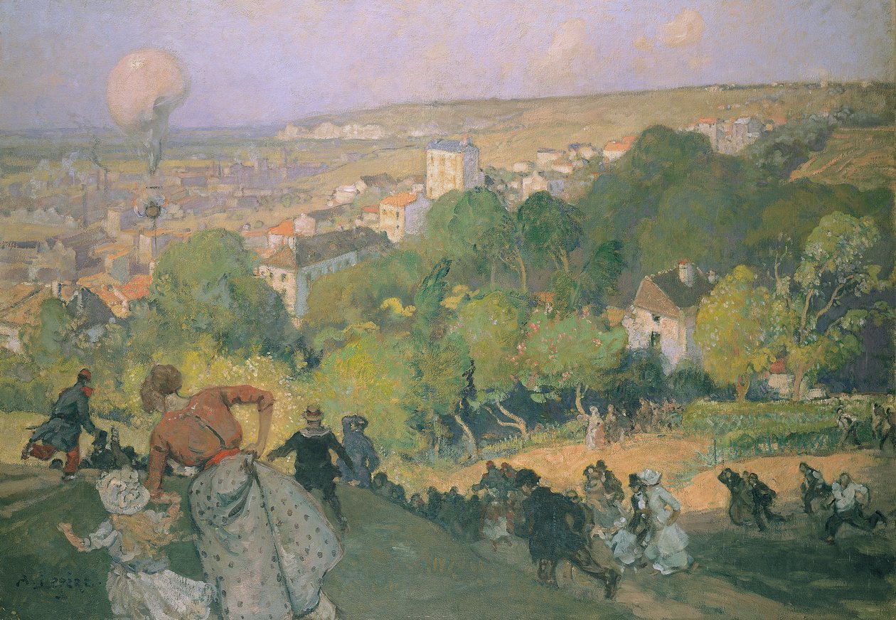 Ballonlandung in Pre St-Gervais, ca. 1885 von Auguste Louis Lepère