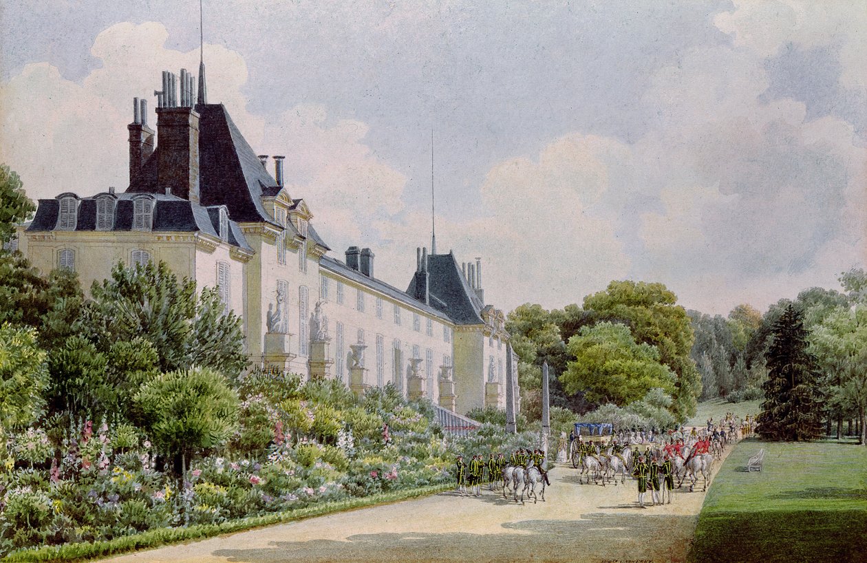 Ansicht der Gartenfassade des Schlosses, aus einer Sammlung von zwölf 